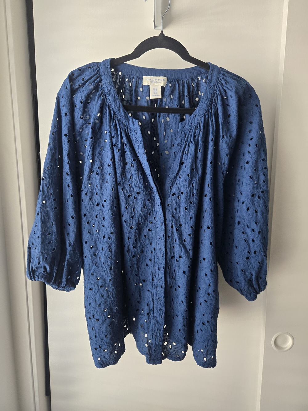 Calypso St. Barth Navy Eyelet Tunic Blouse-Size 1X